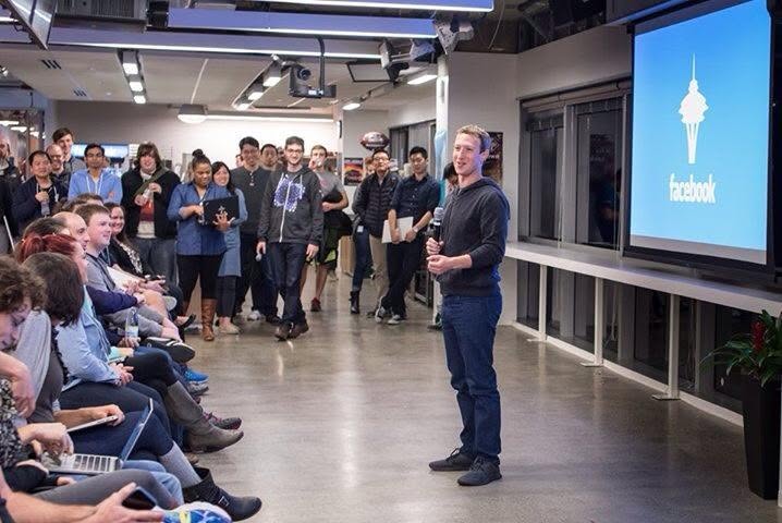 Mark Zuckerberg speaking at a Q&A in Seattle